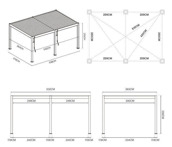 Weide Deluxe Pergola Voll-Alu, ca.