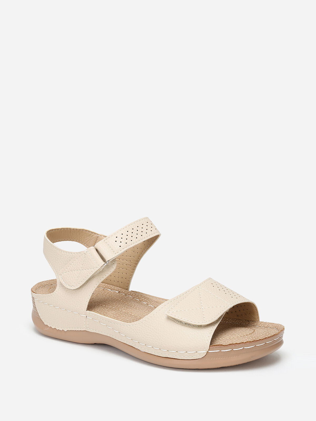Sandales à scratch grandes tailles- Beige