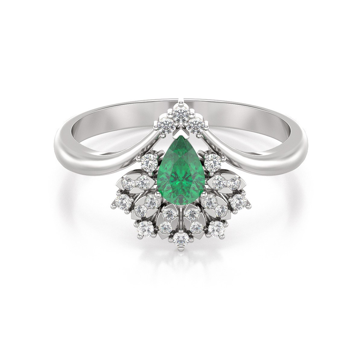 Bague ADEN Emeraude et diamants sur Argent 925 3.6grs