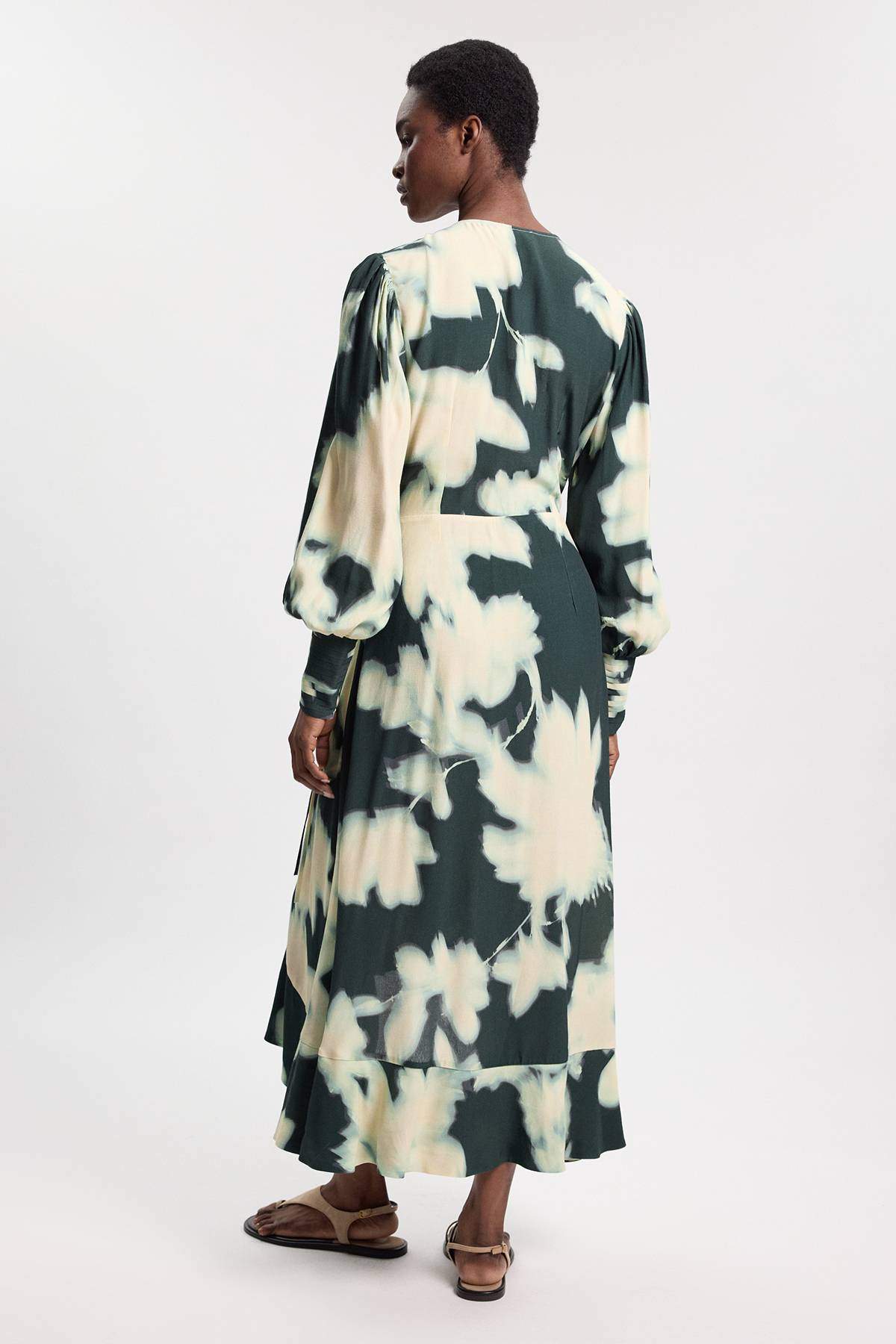 KarenMillen Robe Midi À Manches Longues En Crêpe De Viscose À Motif Floral