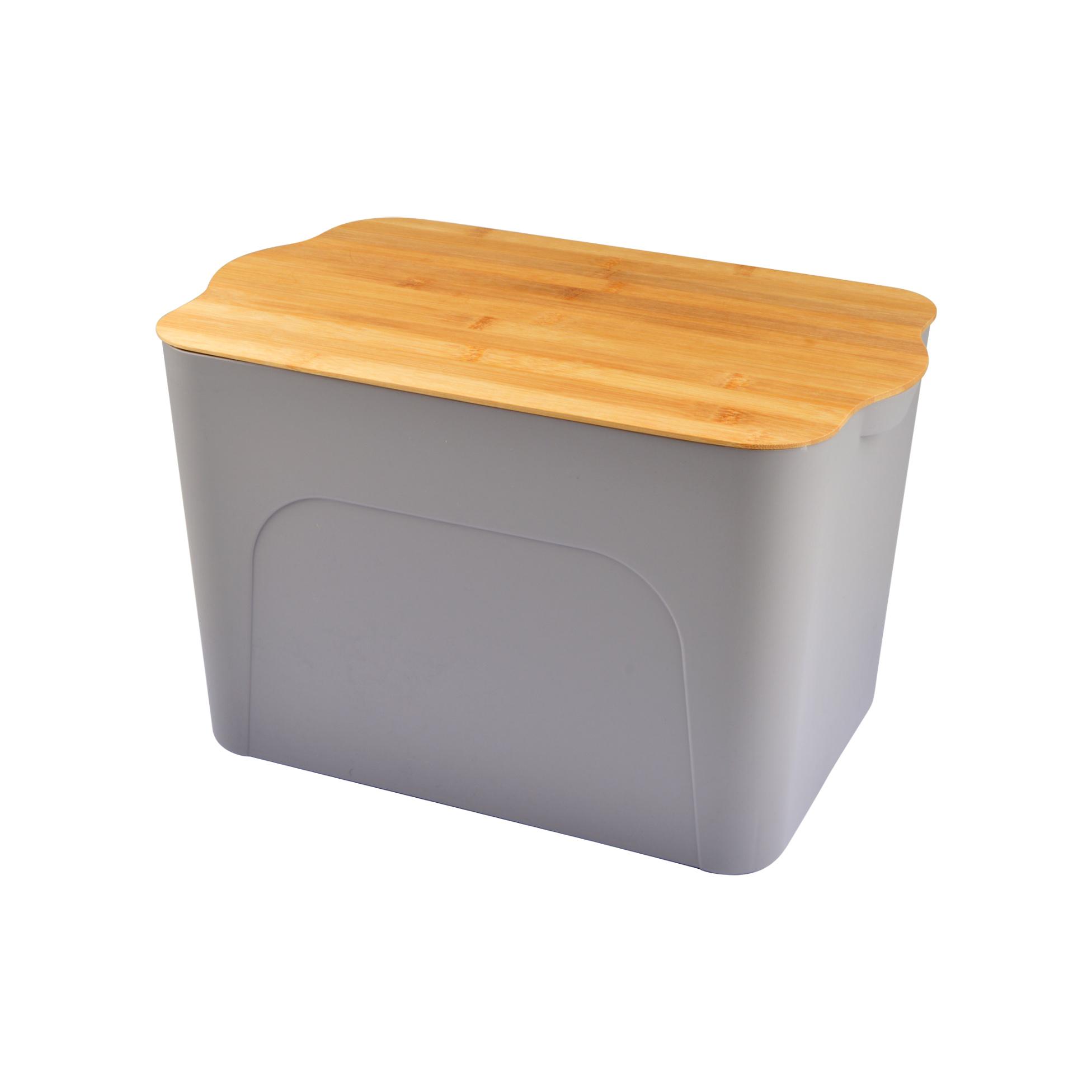 BOITE PLASTIQUE COUVERCLE BAMBOU 26L 40X27X24.5CM TAUPE