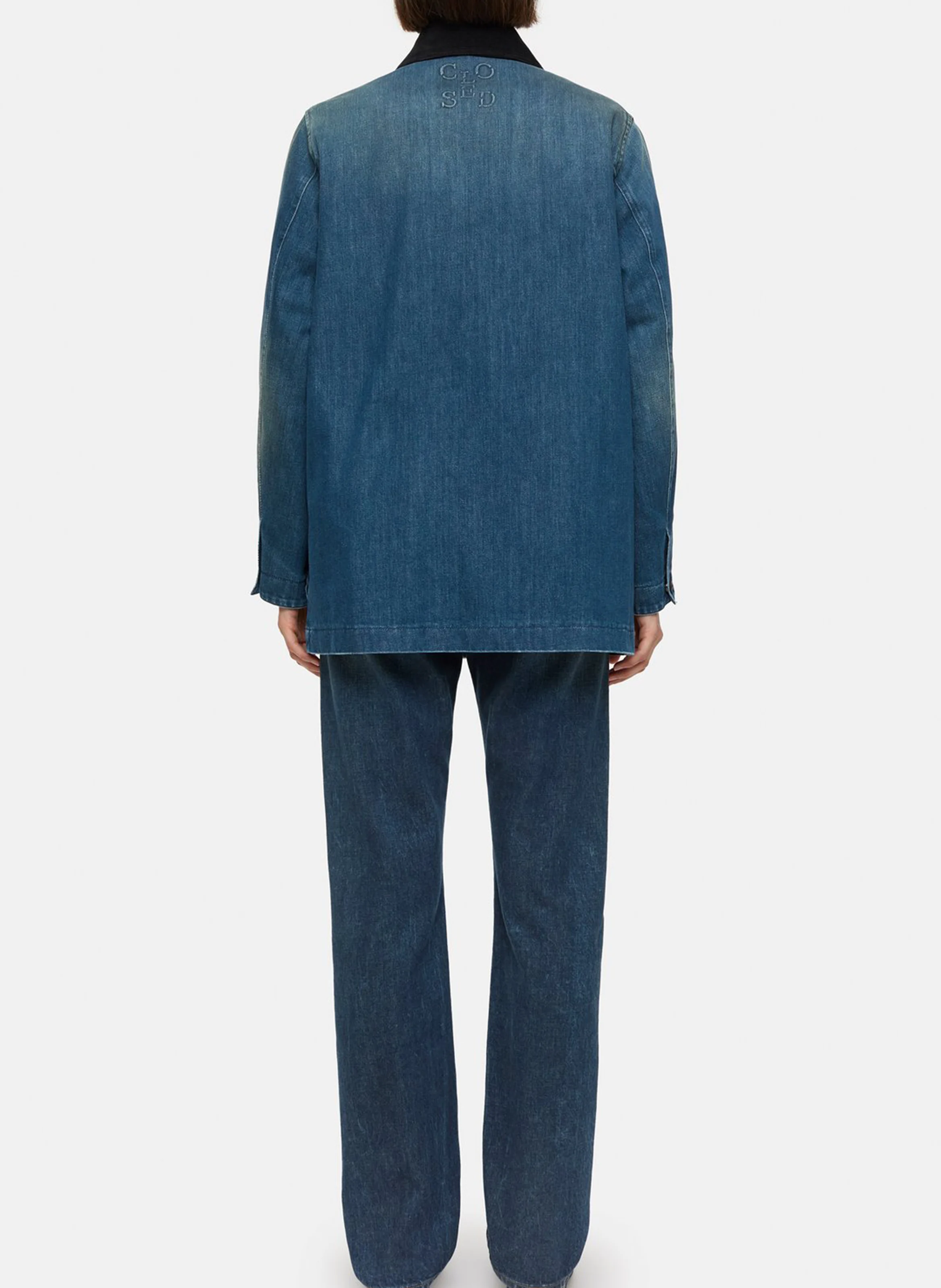 Veste ample denim en coton| Bleu