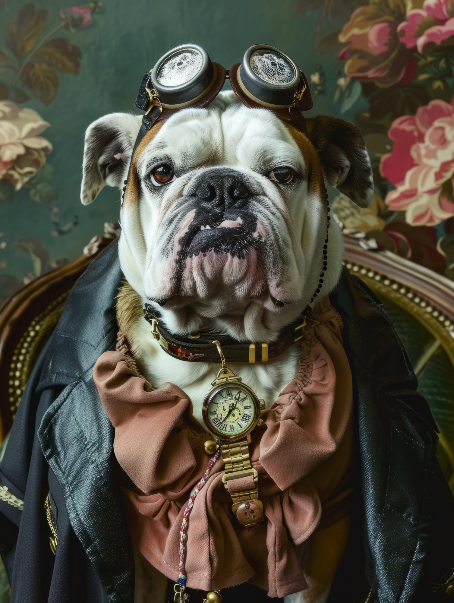 Canvas schilderij van een Bulldog 60x80 cm