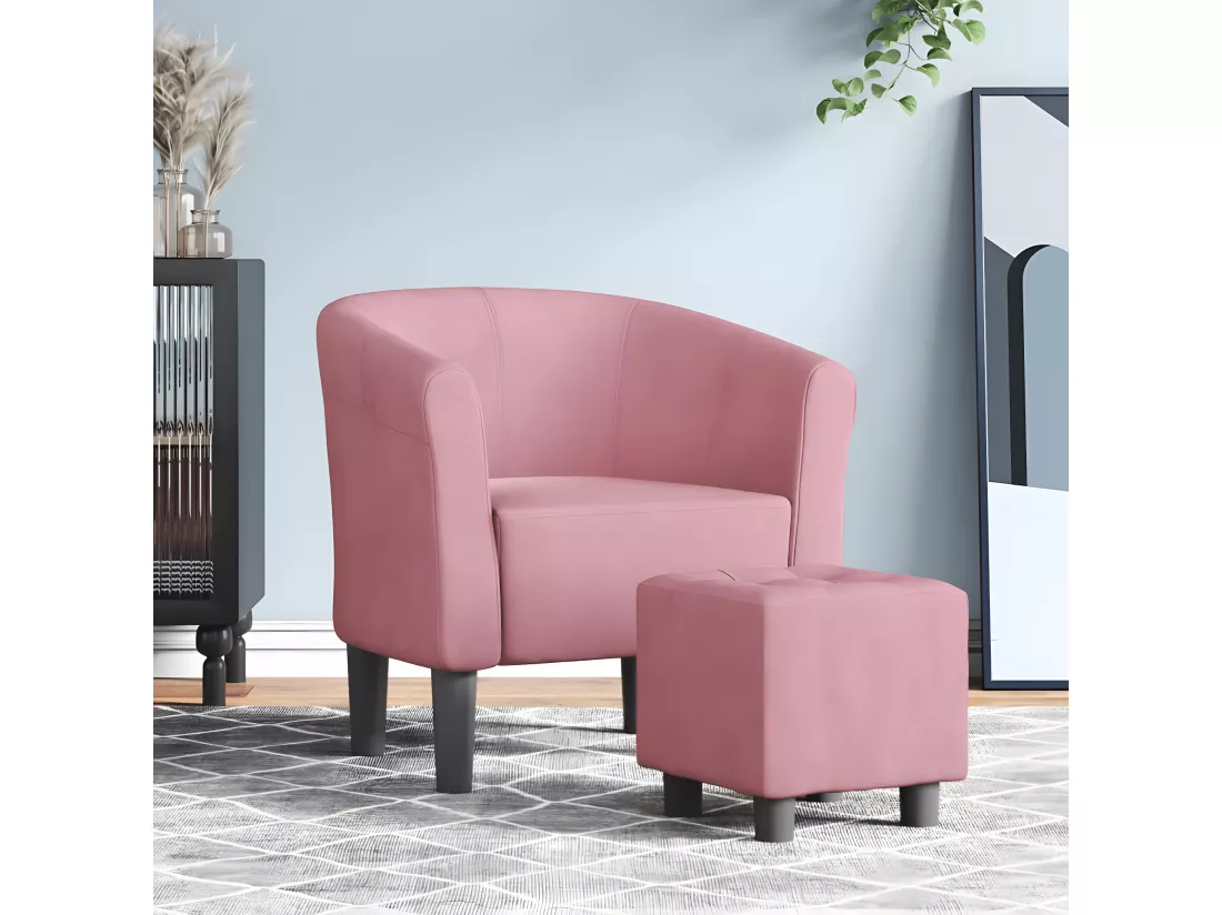 Chaise cabriolet avec repose-pied rose velours