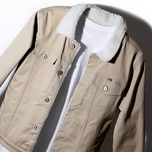 Veste Jean Super Skinny Fit Col Mouton 7001 Beige Clair