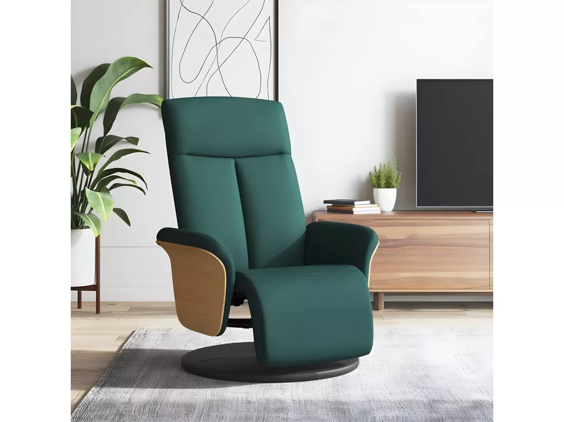Fauteuil inclinable avec repose-pieds vert foncé tissu