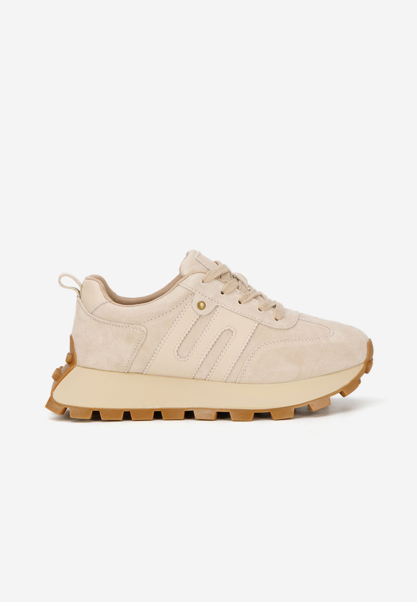 Baskets pour femme en cuir beige Naturală Jomelia V2