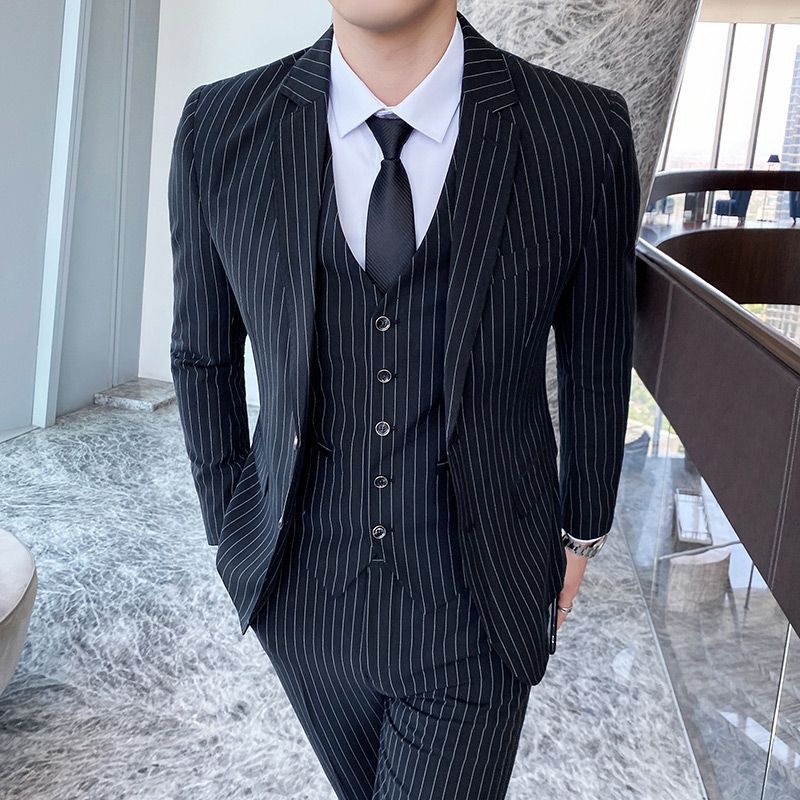 Bay Go Mall - Set: Gestreepte blazer + vest + pantalon