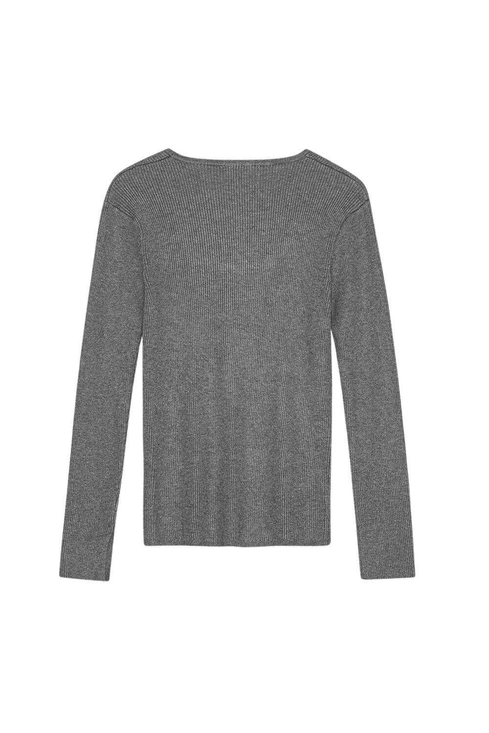 Moshi Moshi Mind  Soul rib langærmet t-shirt - grey melange