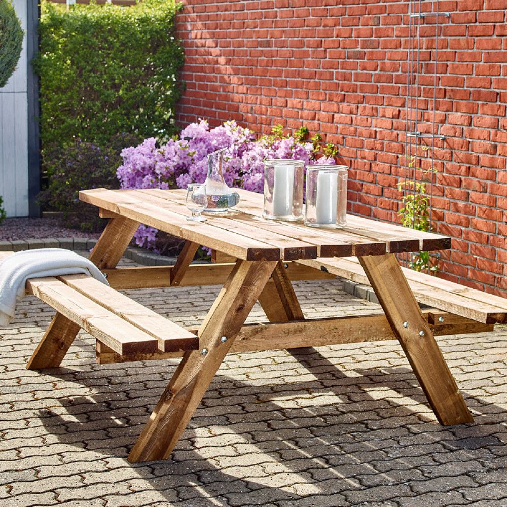 HAGEMØBEL HORTUS BORD/BENKER TRYKKIMPREGNERT 177X155CM
