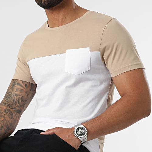 Tee Shirt Poche 2405 Blanc Beige