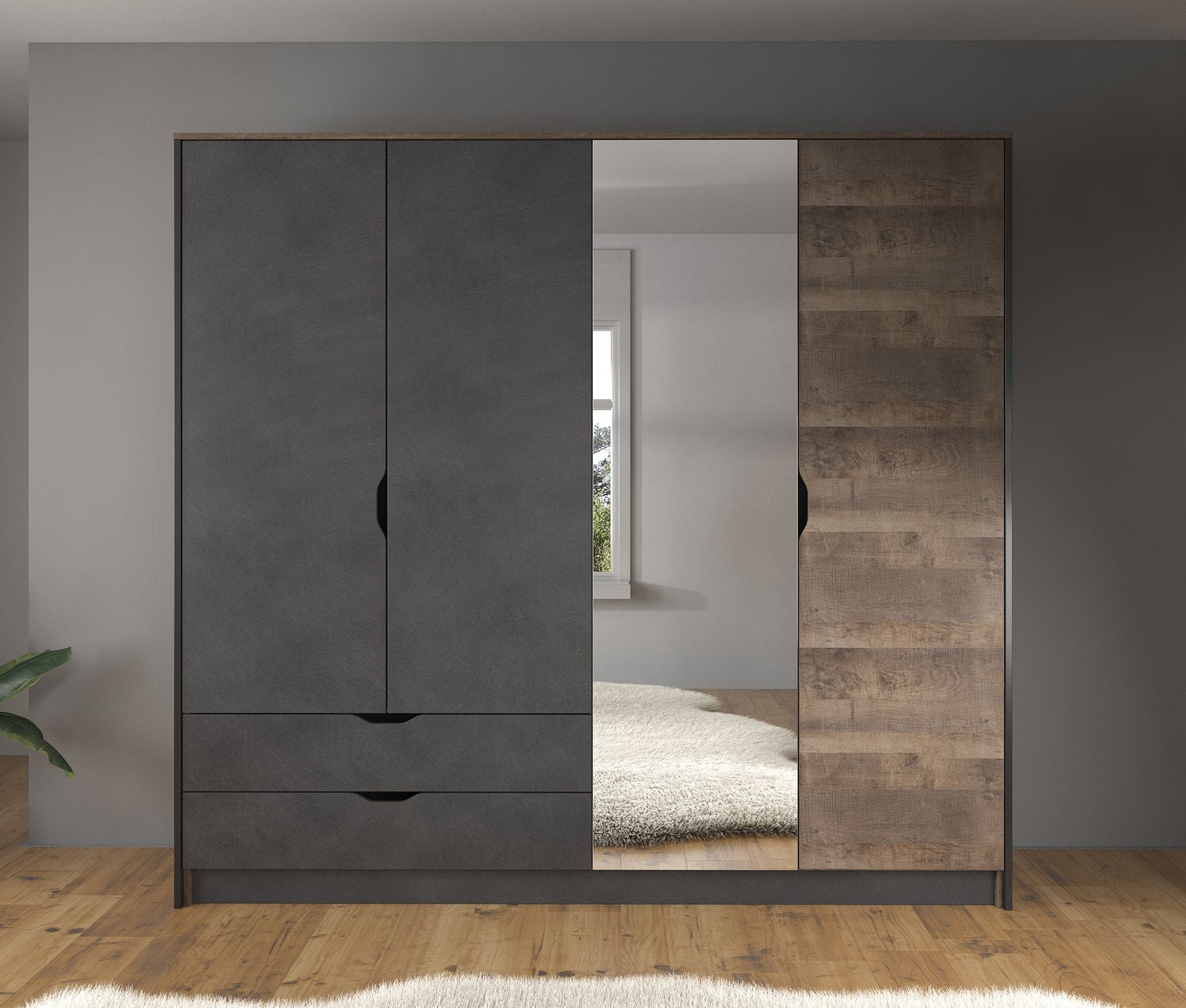 Acasia - Slaapkamer - Grijs/Eiken - 160x200 cm