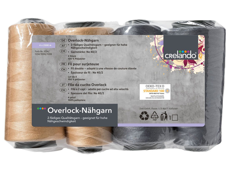 Overlocknaaigaren, set van 4
