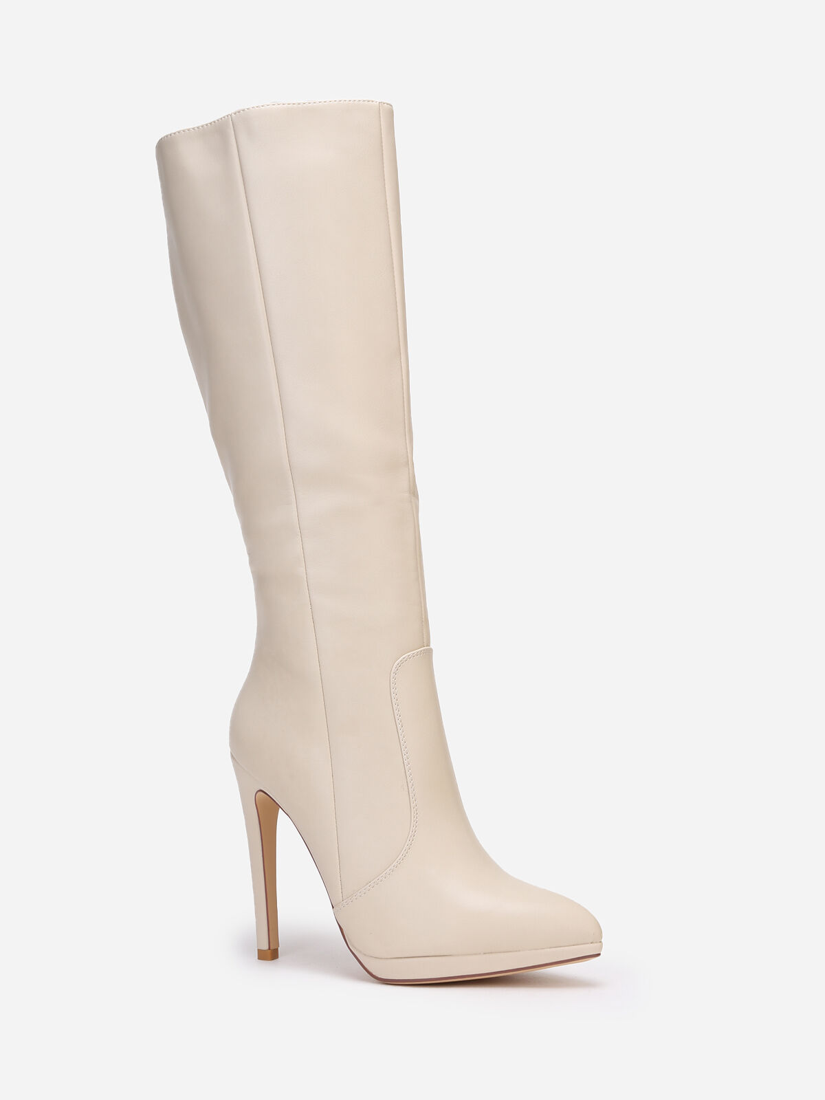 Bottes en simili à talon aiguille- Beige