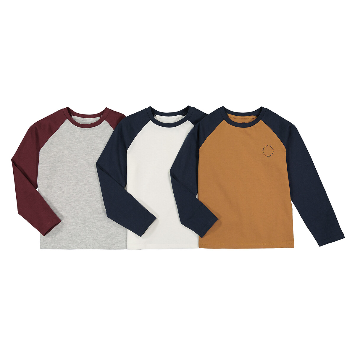 COLEÇÃO LA REDOUTE<br>Conjunto de 3 camisetas de manga comprida com estampa no peito