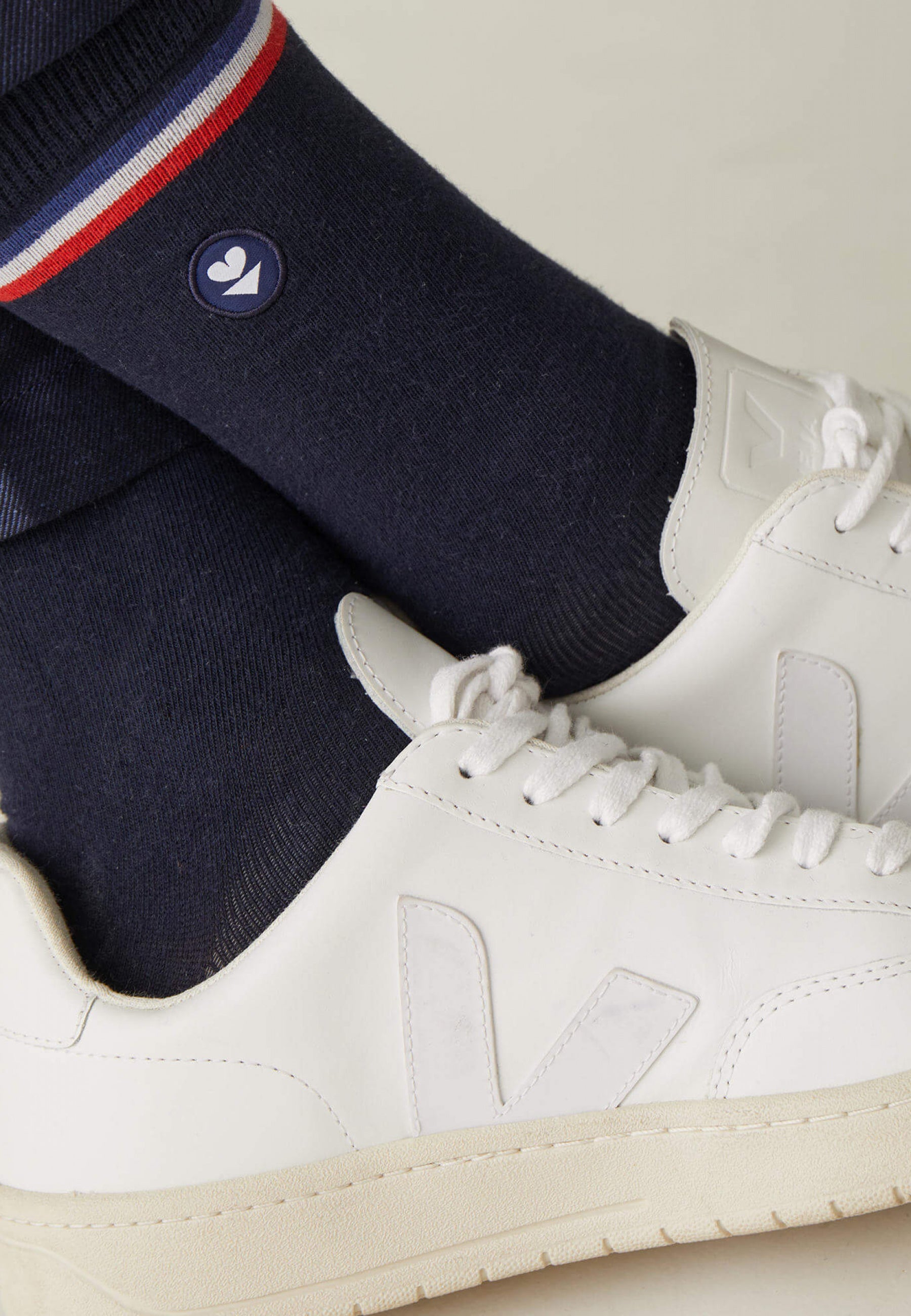Chaussettes mi-hautes en coton-Lucas Drapeau Marine
