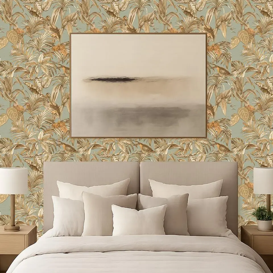 Dutch Wallcoverings Vliesbehang Wallstitch bird of paradise - groen - 10m x 53cm