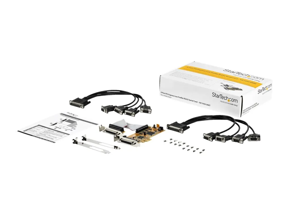 StarTech.com 8-Port PCI Express RS232 Serial Adapter Card, PCIe RS232 Serial Card, 16C1050 UART, Low Profile Serial DB9 Controller/Expansion Card, 15kV ESD Protection, Windows/Linux - Full Profile Bracket Incl - Seriel adapter - PCIe lavprofil - RS-2