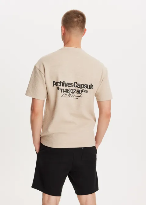 T-shirt met print capsule zand (ZAND)
