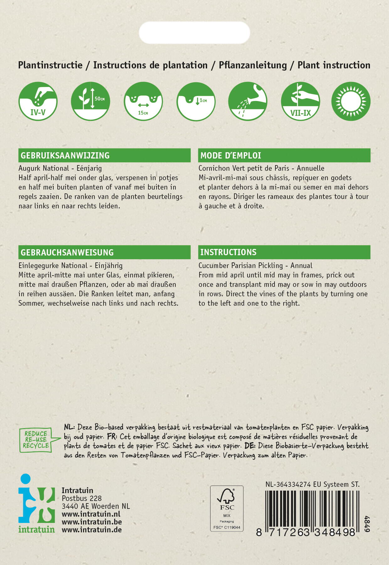 Intratuin groentezaad Augurken kleine scherpe groene (Cucumis sativus)