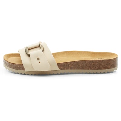 Damen-Lederpantolette, Creme