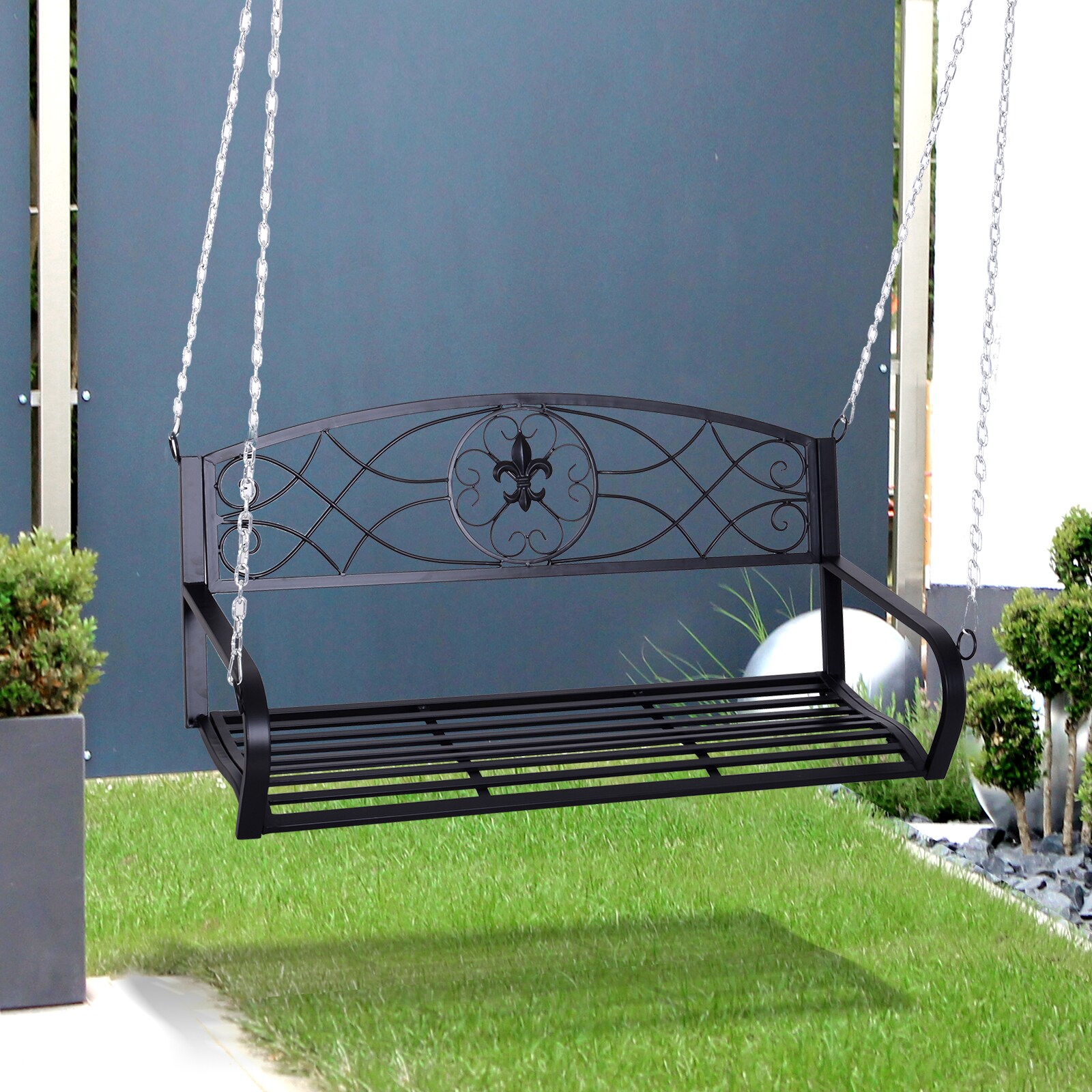 Outsunny Hängebank schwarz 132 x 63 x 58 cm (LxBxH)