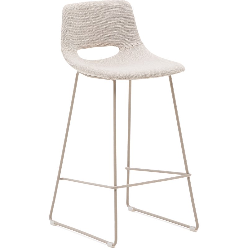 Tabouret Zahara beige et acier beige hauteur 76 cm