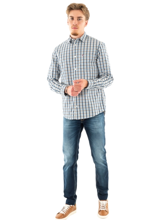 Chemise tommy jeans reg poplin ybr white check