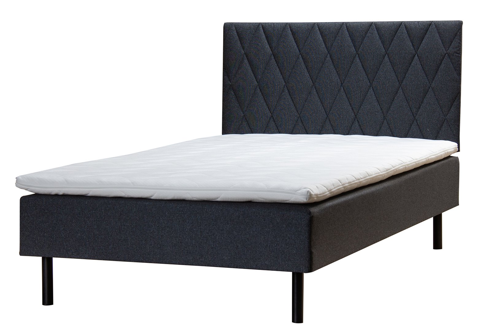 F3 rammemadrass 120x200 cm i tekstil Gandar 16 Grå med 7cm overmadrass. Uten ben