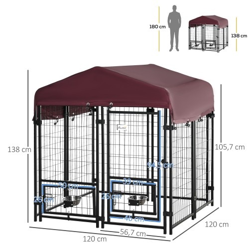 Parque infantil para animais de estimação PawHut com cobertura