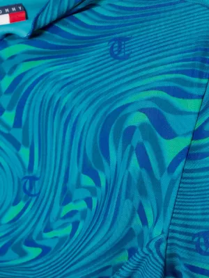 Camiseta cropped de manga comprida com estampa espiral