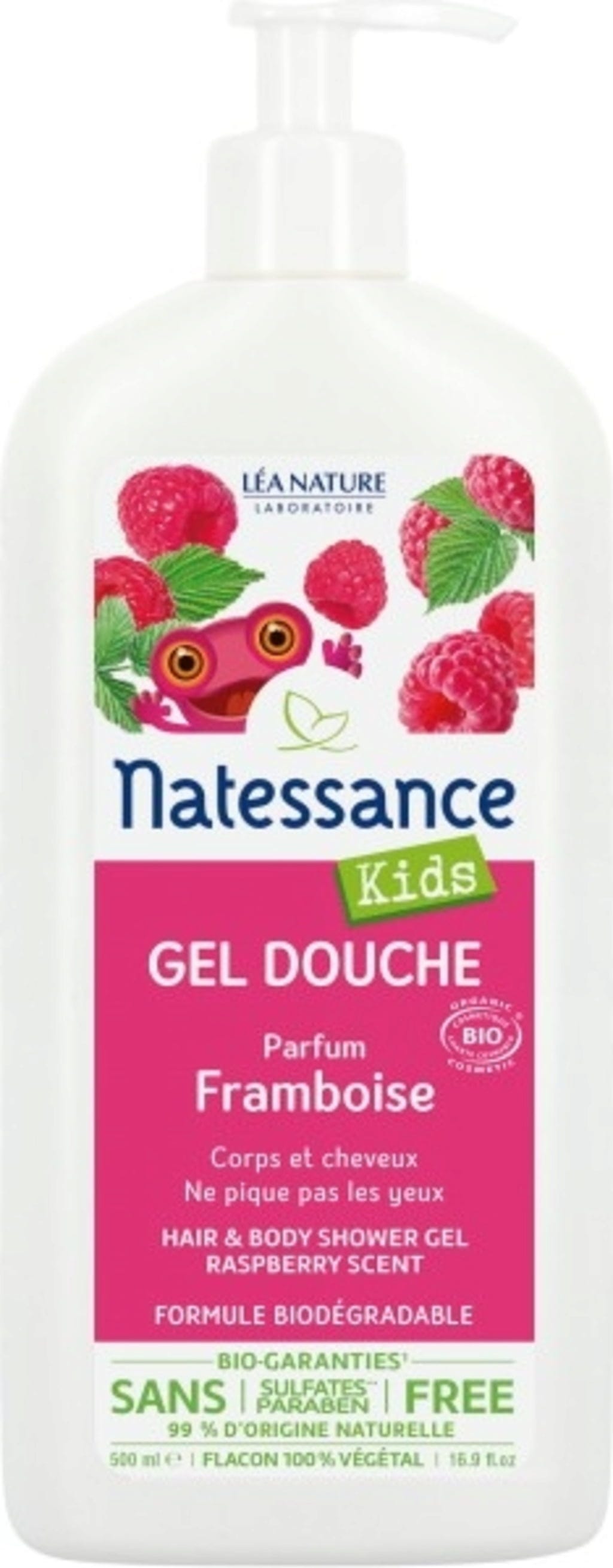 Natessance  Kids 2in1 Shampoo & Duschgel Himbeere, 500 ml