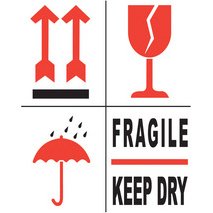 Étiquette d'avertissement 'FRAGILE/KEEP DRY'
