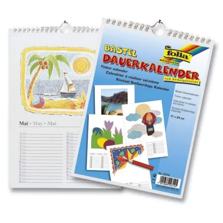 Folia Dauer Bastelkalender weiß 17x24cm