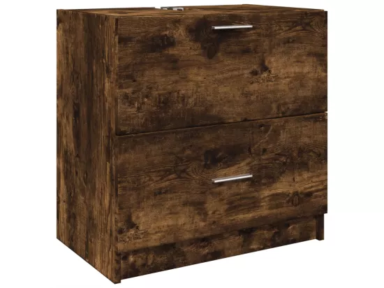 Meuble d'évier chêne fumé 59x37x59 cm bois d'ingénierie
