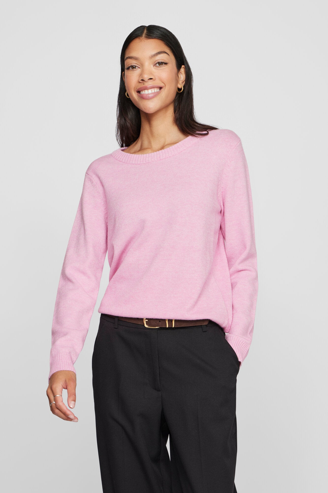 Vila  Viril O-Neck L/S striktrøje - Bonbon
