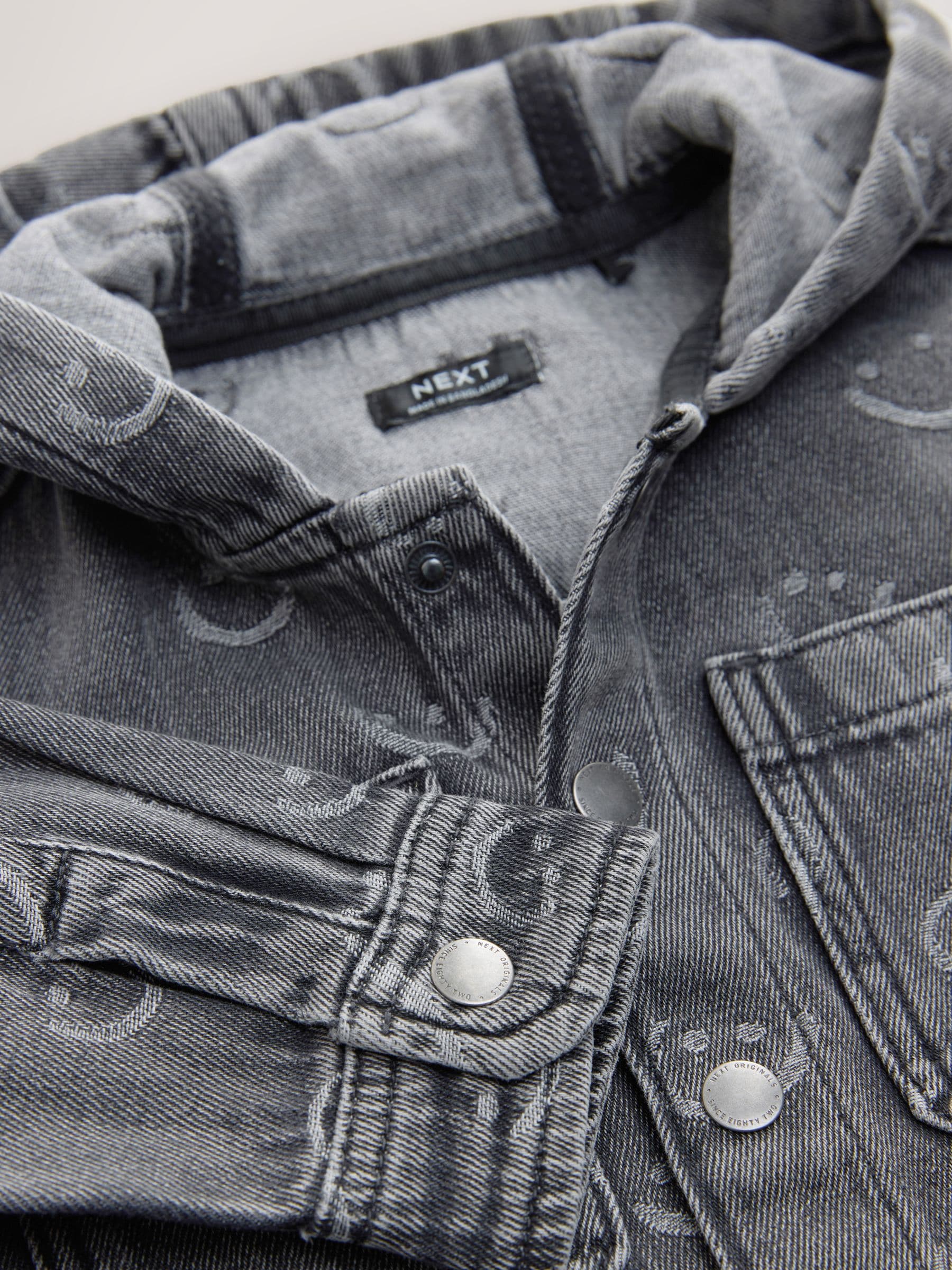 Grijs Face - Denim overhemd met capuchon (3mnd -7jr)