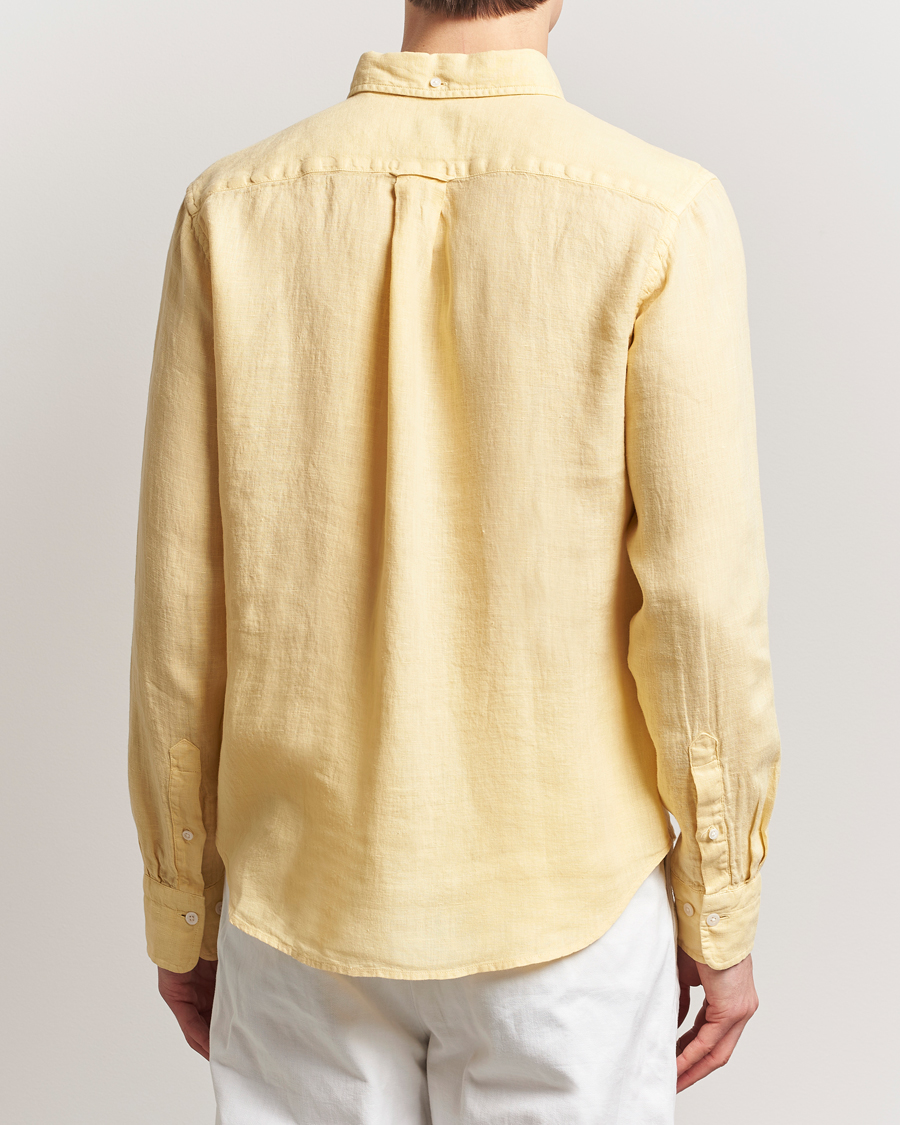 GANT Regular Fit Garment Dyed Linen Shirt Dusty Yellow