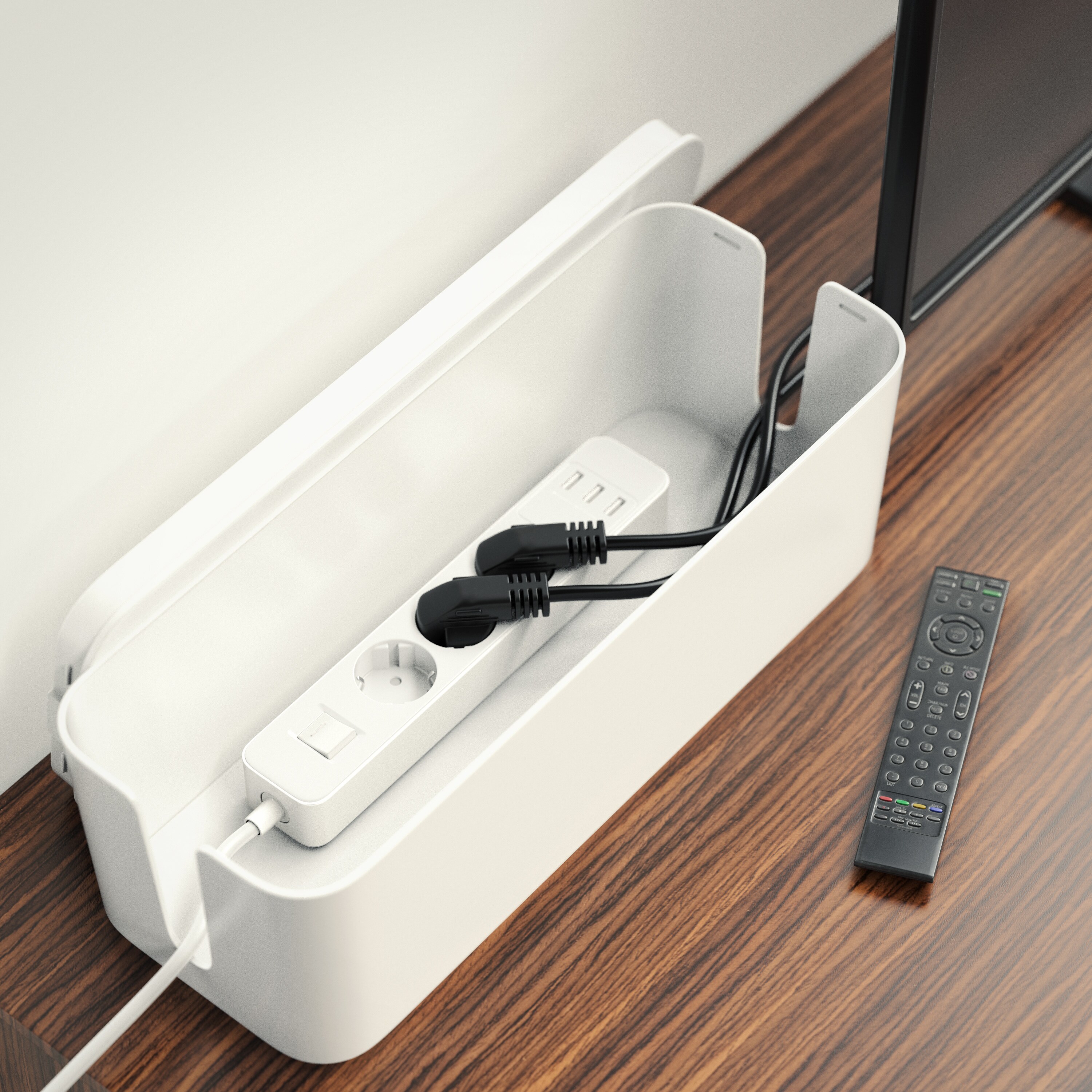 BEARWARE Kabelbox, Kabel Box mit Gummifüßen - Kabelmanagement / dezente Optik / Ladebox