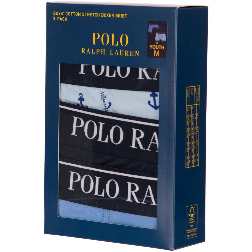 Køb Polo Ralph Lauren Elite Blue Bomuld Stretch 3 Pack Boxer/Brief