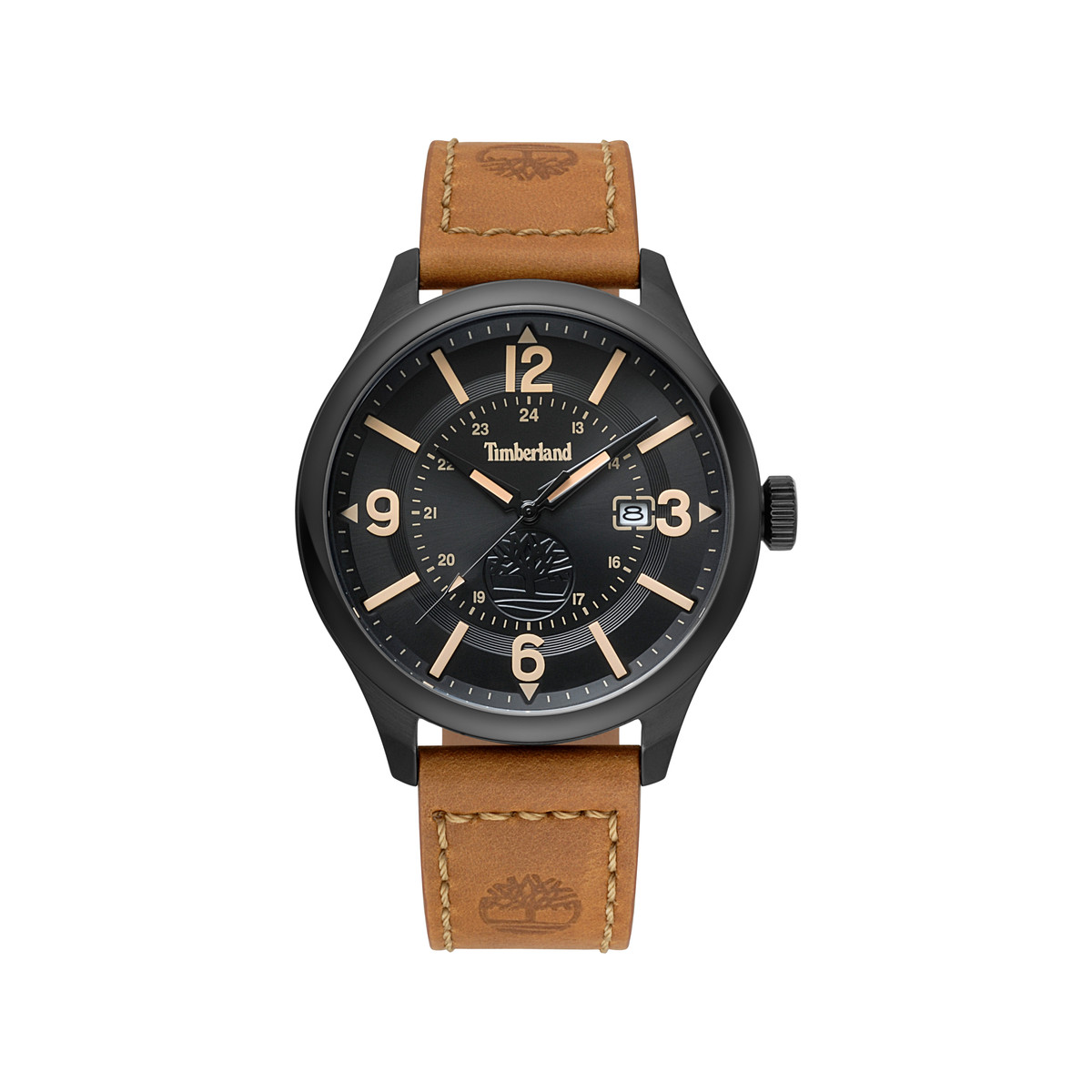 Montre Timberland homme acier cuir marron