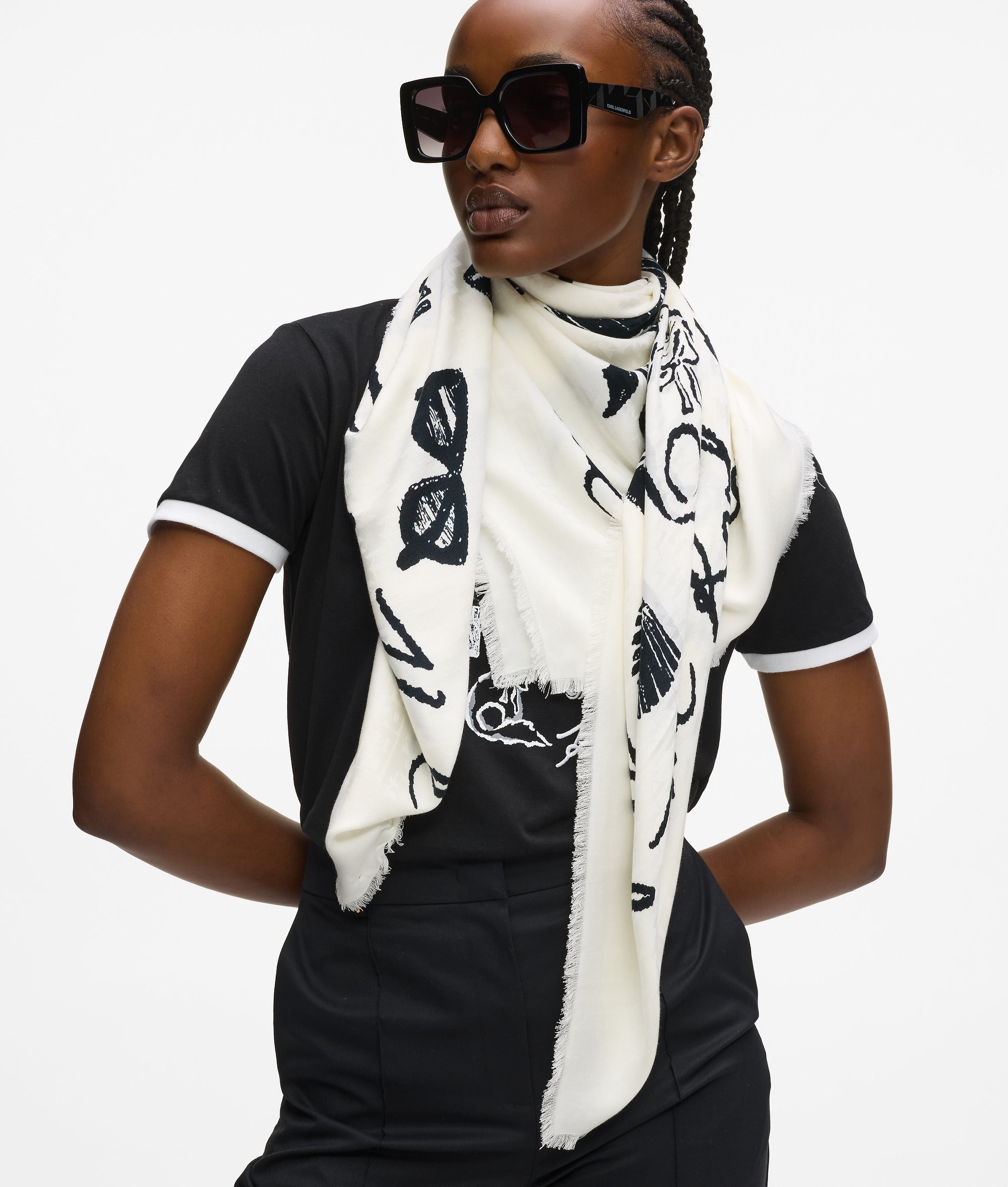 Sjaal met all-over K/Signature print