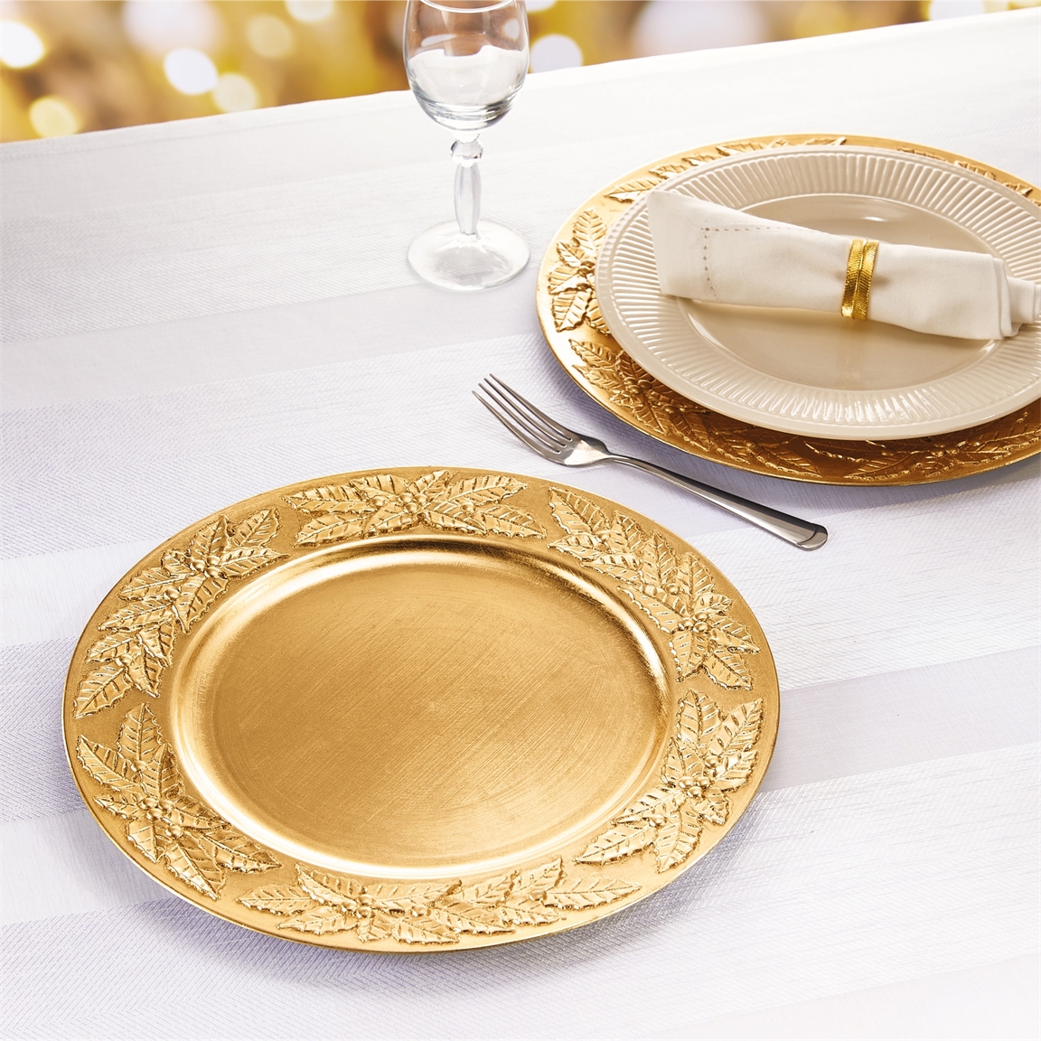 Lot de 4 dessous d'assiettes dorés