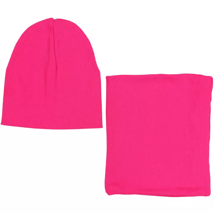 TupTam Unisex Kinder Beanie Mütze Schlauchschal Set fuchsia