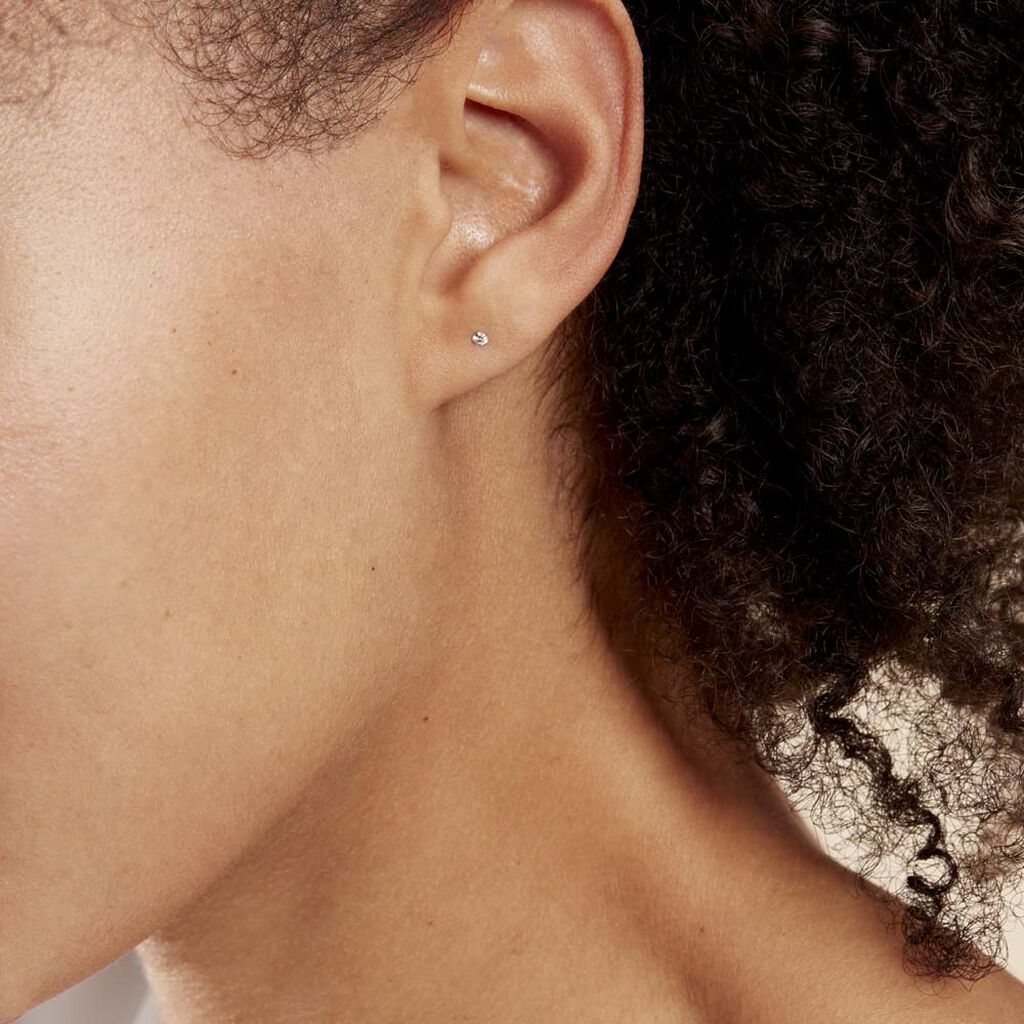 Boucles D'oreilles Puces Eddie Or Blanc Oxyde De Zirconium