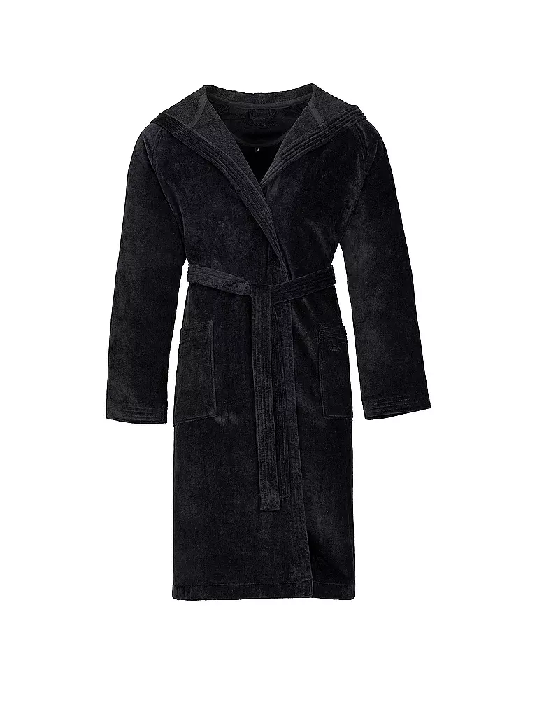 VOSSEN Unisex Bademantel TEXAS Schwarz schwarz