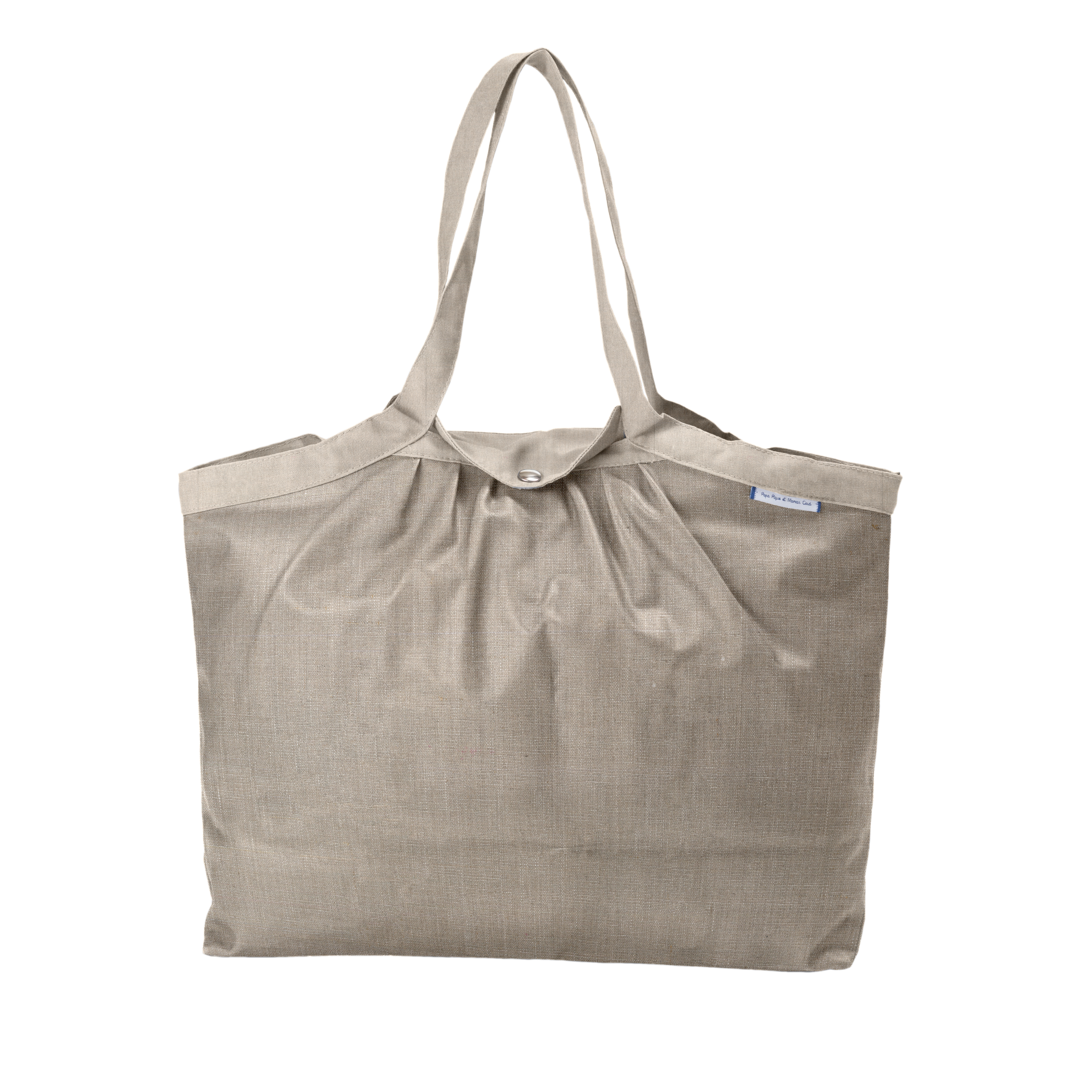 Sac Cabas Taille Moyenne Plissé Lin Argenté