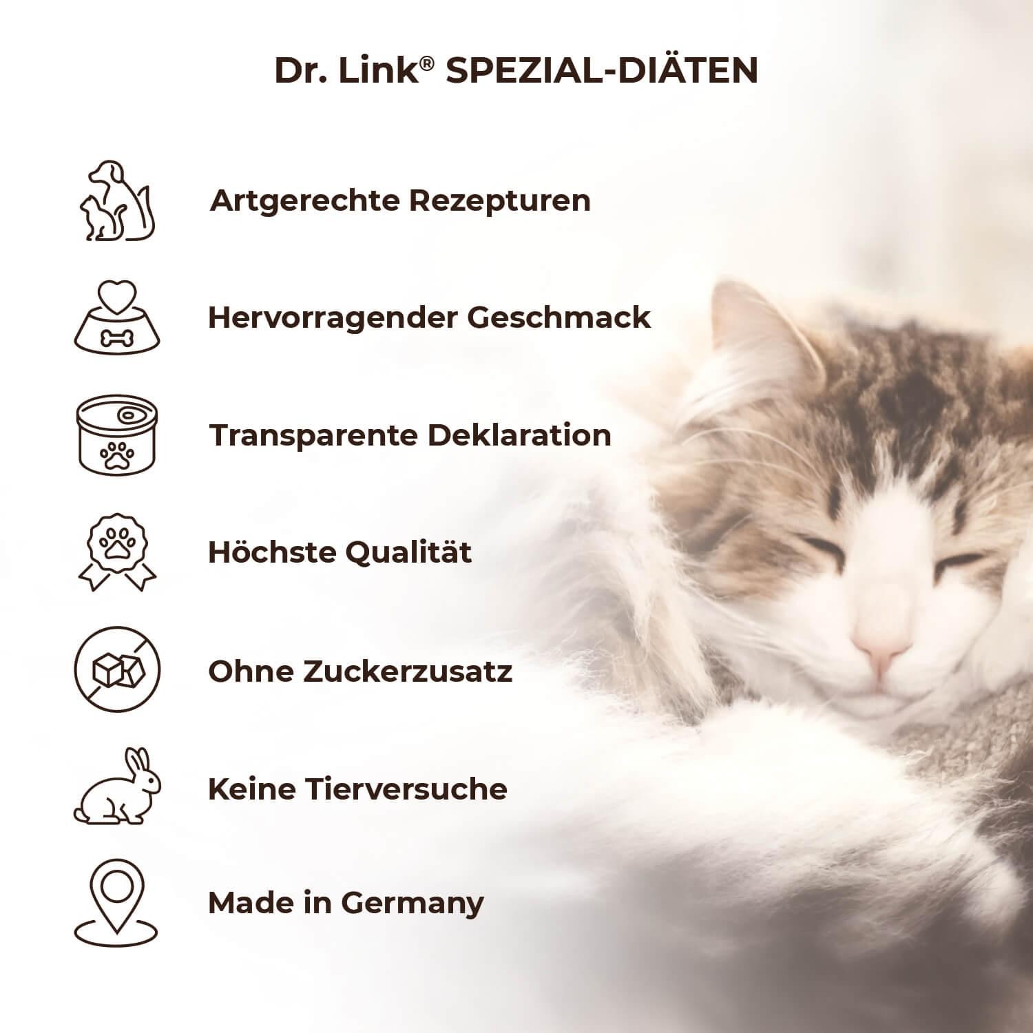 Dr. Link® SPEZIAL-DIÄT Huhn und Hering Katzenfutter 12x85g =1,02 kg MHD:2.12.24