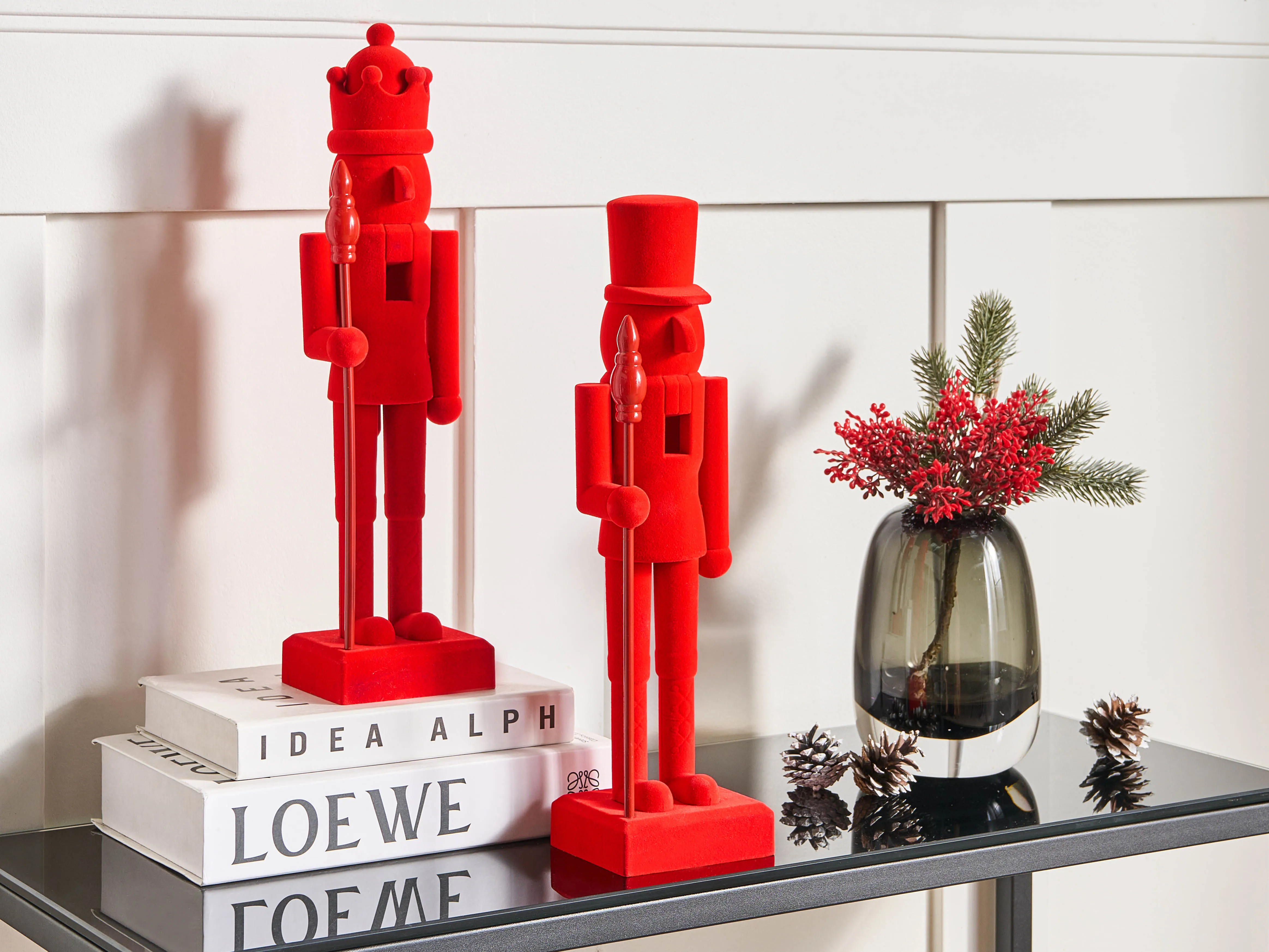 Set van 2 figuren FLATEY Notenkraker 40 cm Rood