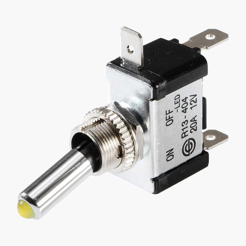 Vippestrømbryter, grønn diode, 12 V, 20 A